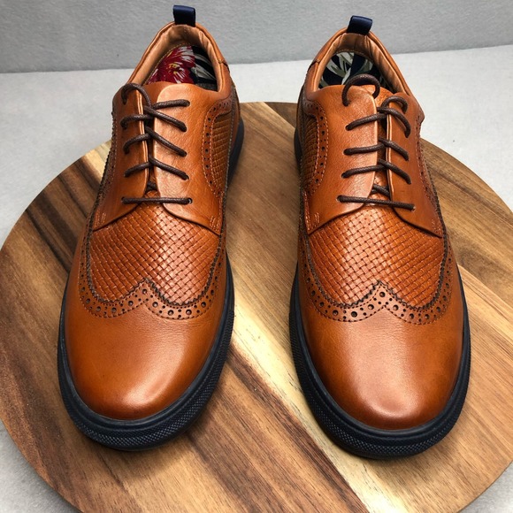Zanzara Like New Men's Leather Ned Lace Up‎ Oxford Mens Size 11 Cognac ZZ1585L - Picture 1 of 8